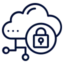 Cloud security icon with a lock, representing data protection in the cloud