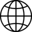 Globe icon representing global access or the internet with latitude and longitude lines