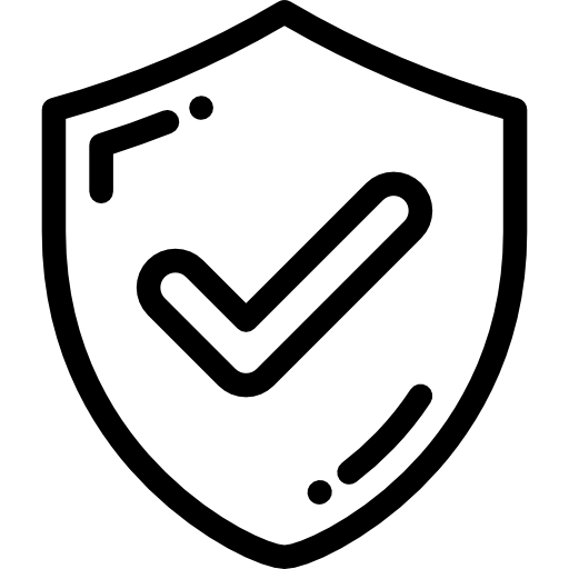 Shield icon with a bold checkmark inside, symbolizing security or verification badge